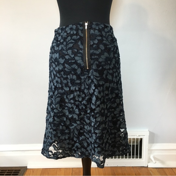 Zara Blue Floral Lace A-Line Skirt, S - Picture 2 of 11